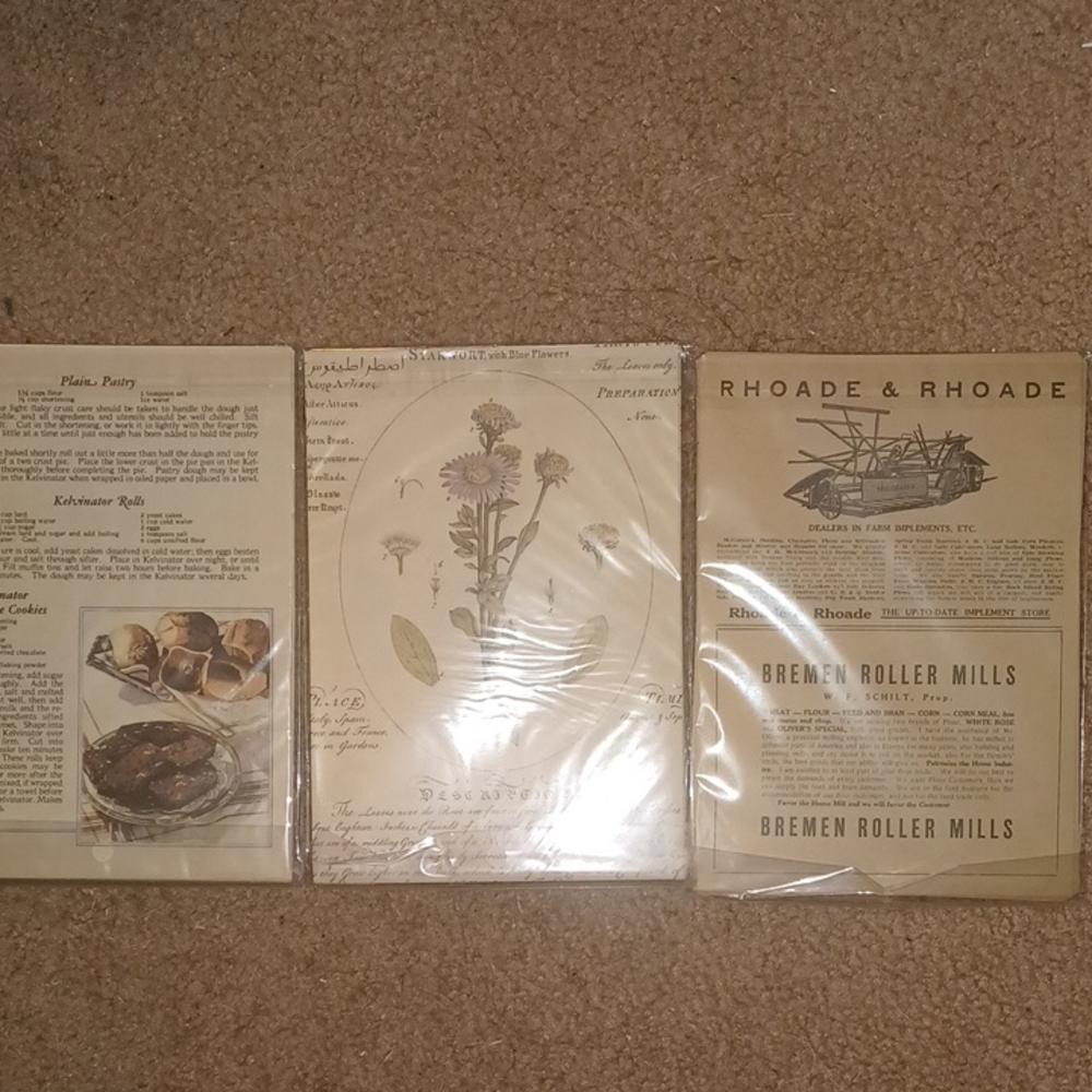 NIP 3 Packs of Vintage Scrapbook Paper Food Themed